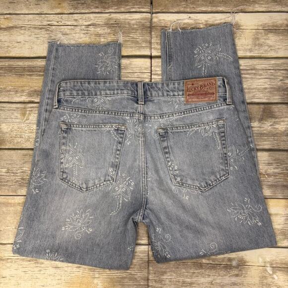 Lucky Brand Sienna Slim Boyfriend Hippie Floral Printed Raw Hem Jeans Women Sz 8 - Picture 7 of 8